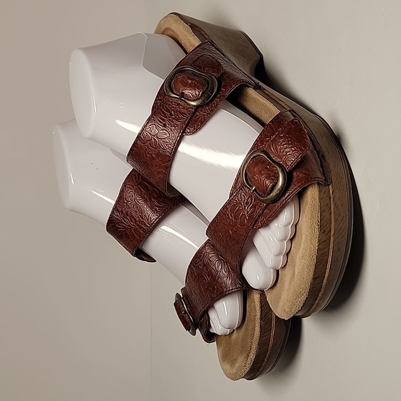 Dansko Sophie Two Strap Slide Sandal Clog Shoes Brown Floral Leather 41 7.5 8 - Picture 1 of 13